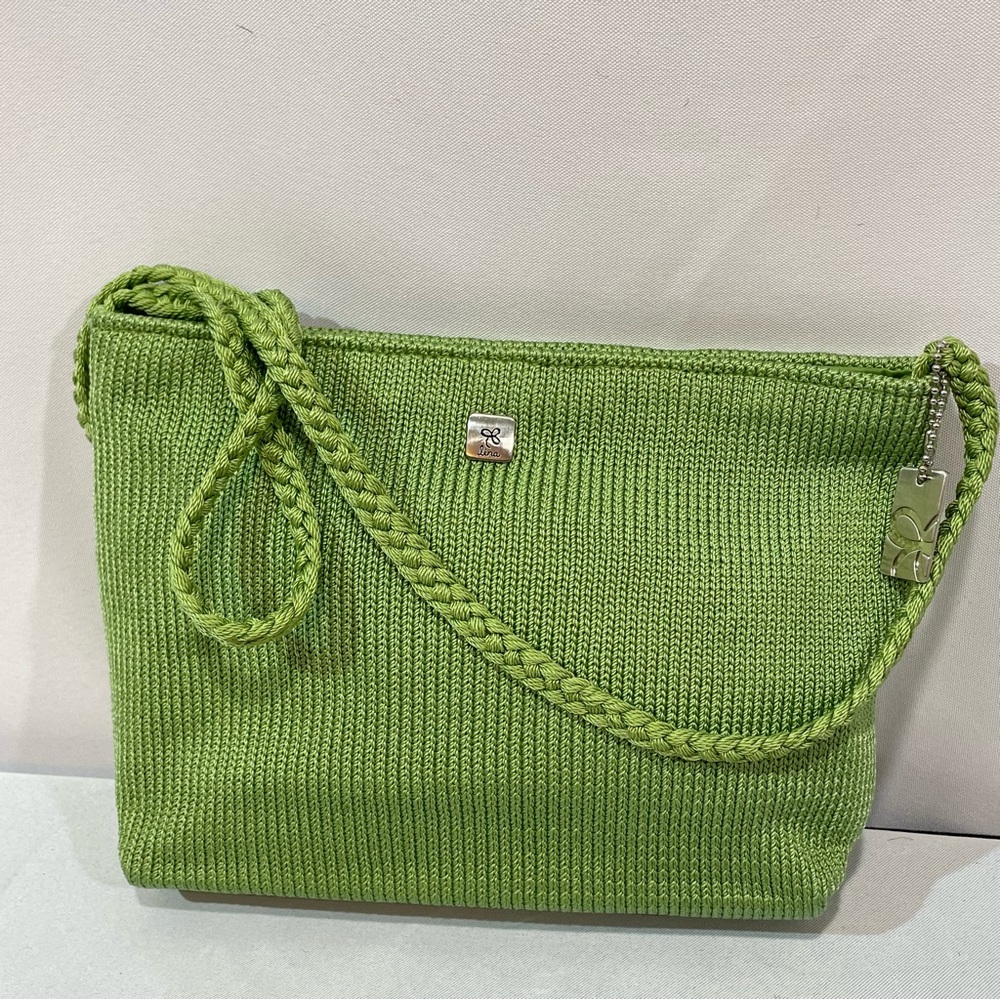 lina crochet purse handbag Lime Green Braided Shoulder Strap Charm Zip Top